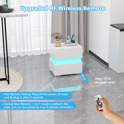 LED natbord sort med to skuffer og fjernbetjening 45x35x45 cm