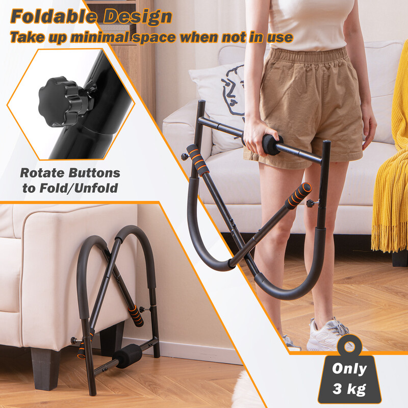 Magtræner metal med polstret hovedstøtte sammenklappelig grå 150 kg belastning