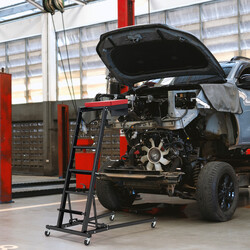 Arbejsbænk metal justerbar højde 120-182 cm vinkeljustering sammenklappelig køretøjsvedligehold