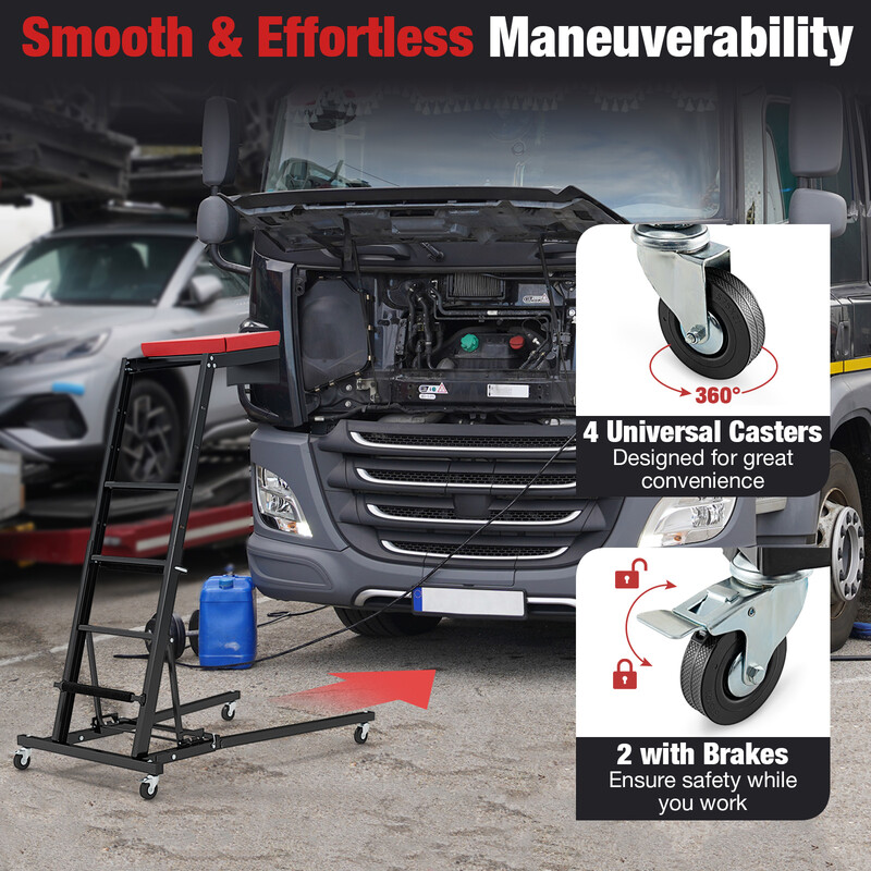 Arbejsbænk metal justerbar højde 120-182 cm vinkeljustering sammenklappelig køretøjsvedligehold