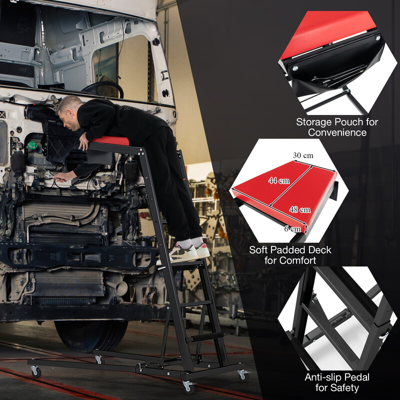 Arbejsbænk metal justerbar højde 120-182 cm vinkeljustering sammenklappelig køretøjsvedligehold