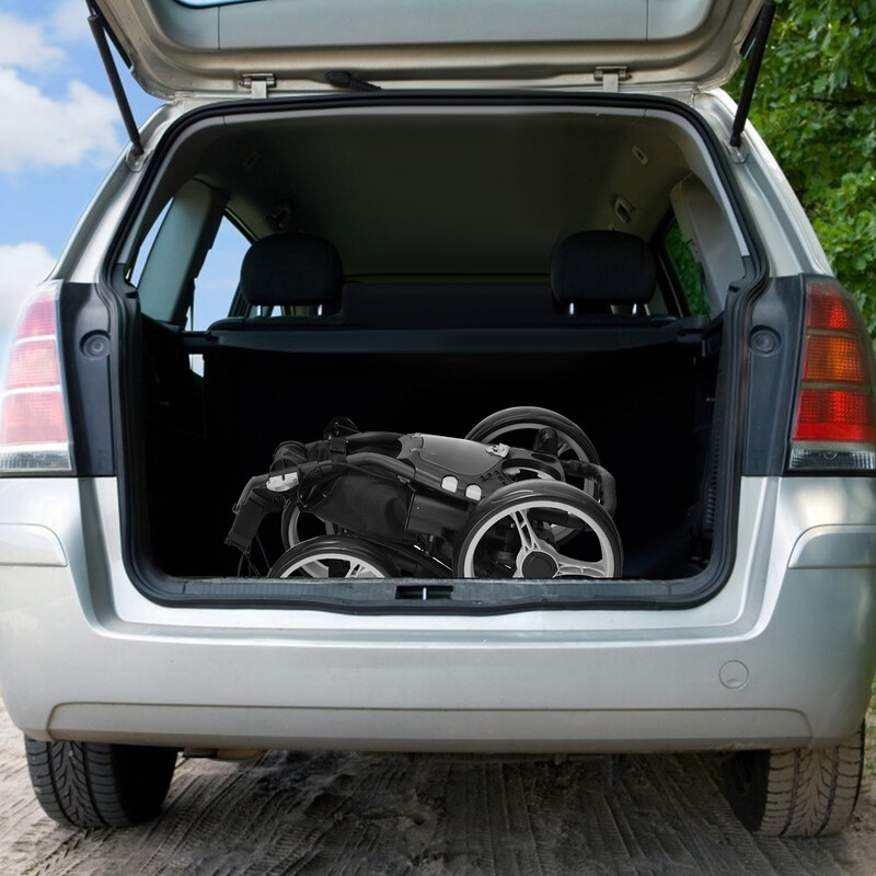 Golfvogn 4-hjuls aluminium grå justerbart håndtag opbevaringsrum 14 kg kapacitet