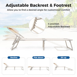Liggestol Oxford-stof 200kg justerbar sammenklappelig beige udendørs med åbninger