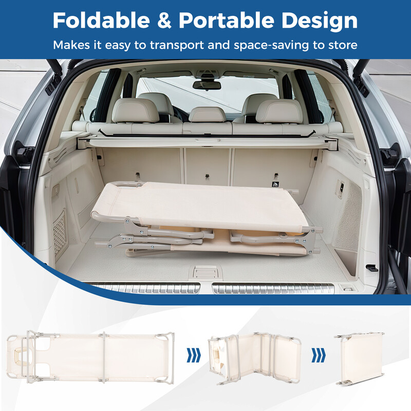 Liggestol Oxford-stof 200kg justerbar sammenklappelig beige udendørs med åbninger
