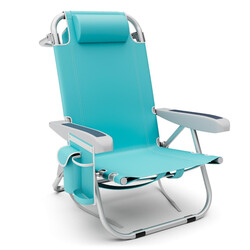 Strandstol blå 600D Oxford aluminium let 3 kg justerbart ryglæn