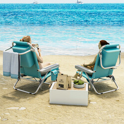 Strandstol blå 600D Oxford aluminium let 3 kg justerbart ryglæn