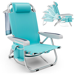 Strandstol blå 600D Oxford aluminium let 3 kg justerbart ryglæn