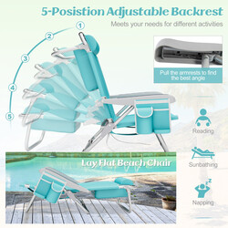 Strandstol blå 600D Oxford aluminium let 3 kg justerbart ryglæn