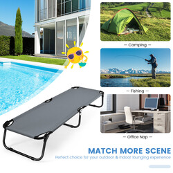 Sammenklappelig campingseng grå 150 kg bæreevne metalram Oxford-stof 190x56 cm