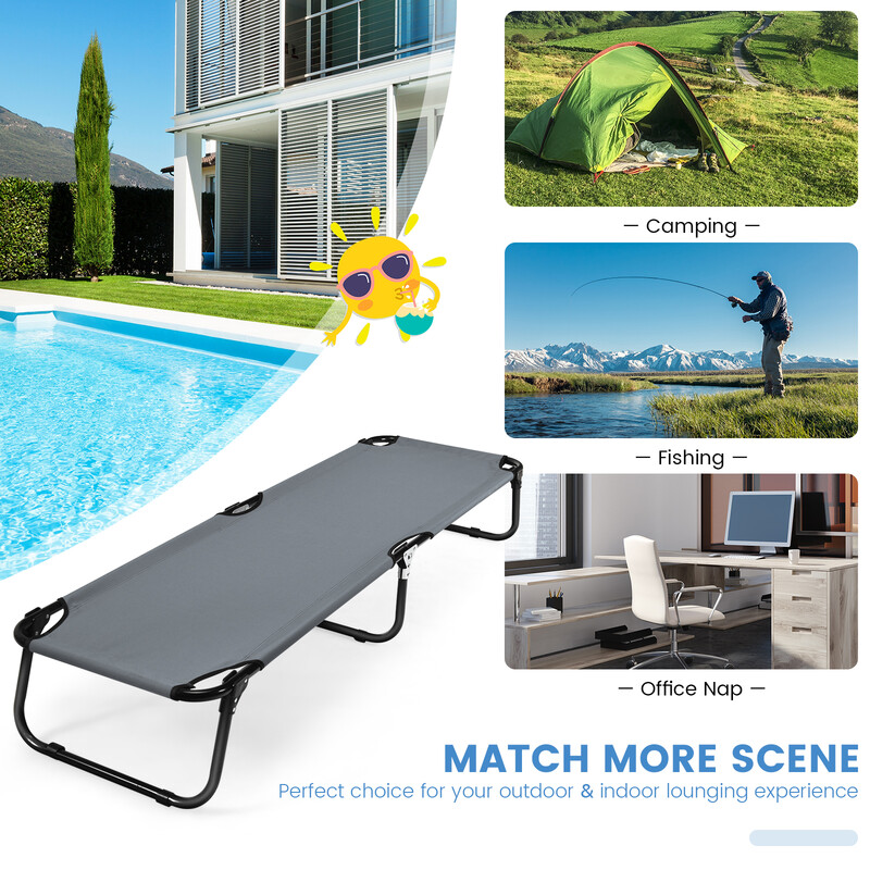 Sammenklappelig campingseng grå 150 kg bæreevne metalram Oxford-stof 190x56 cm