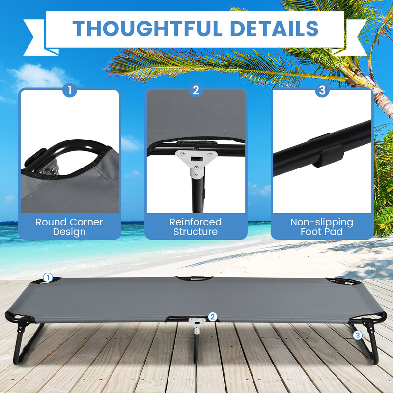 Sammenklappelig campingseng grå 150 kg bæreevne metalram Oxford-stof 190x56 cm