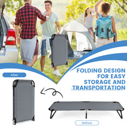 Sammenklappelig campingseng grå 150 kg bæreevne metalram Oxford-stof 190x56 cm