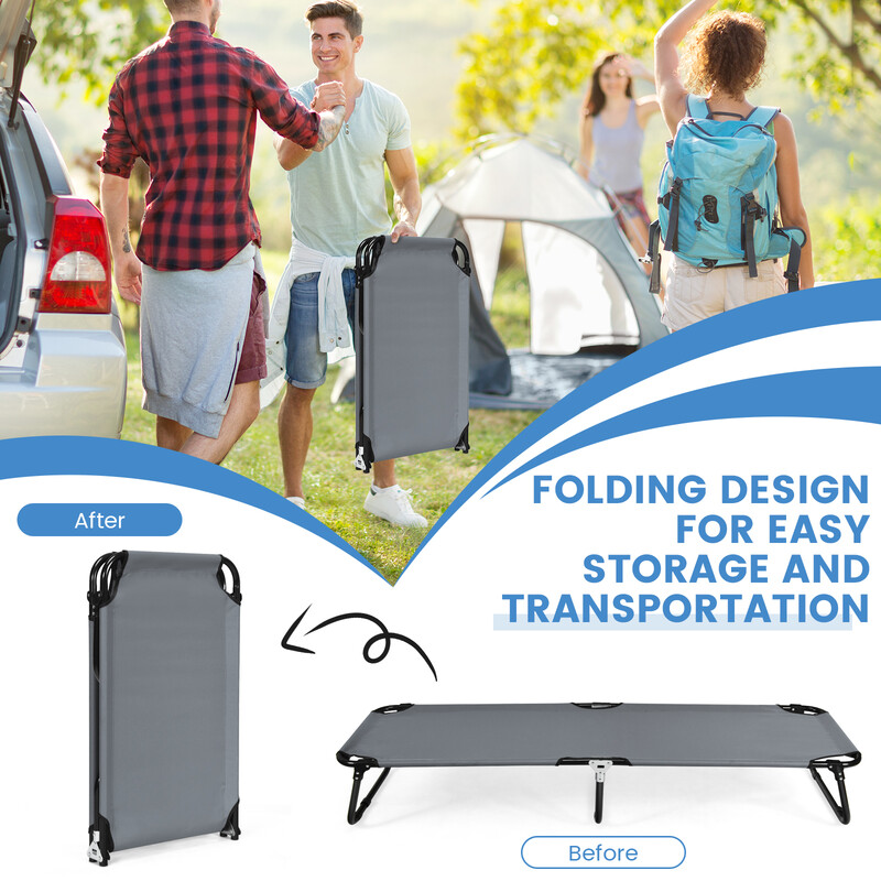 Sammenklappelig campingseng grå 150 kg bæreevne metalram Oxford-stof 190x56 cm