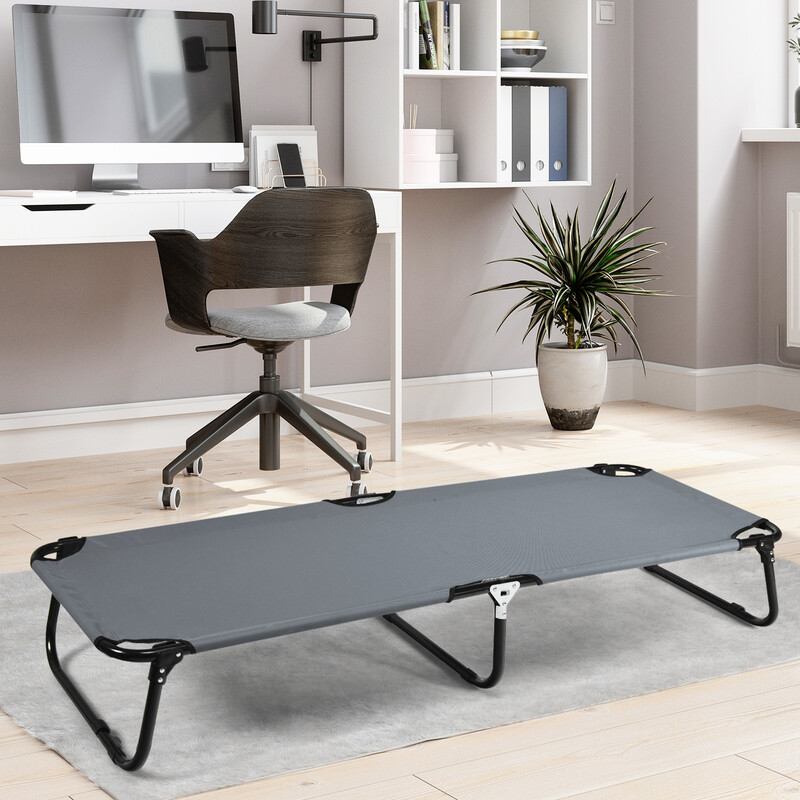 Sammenklappelig campingseng grå 150 kg bæreevne metalram Oxford-stof 190x56 cm