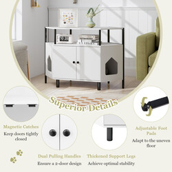 Hjørnekatteskab hvid metal og træ 105x50x73 cm med to døre