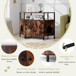 Hjørnekatteskab i metal hvid 105x50x73 cm med to døre til kattebakke