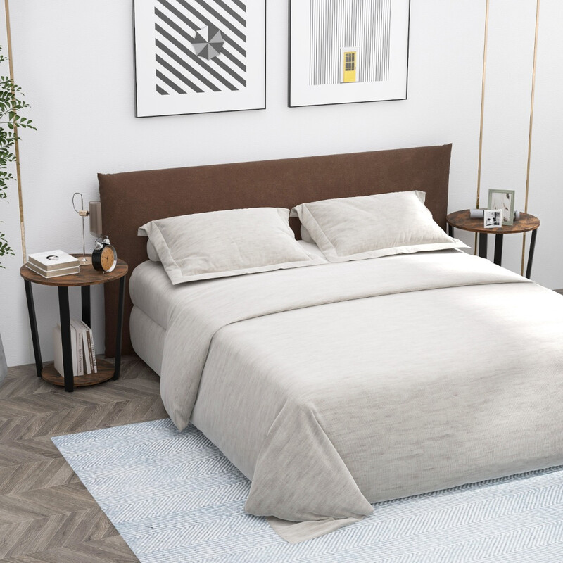 Rundt sidebord rustik brun metalramme 50x50x56