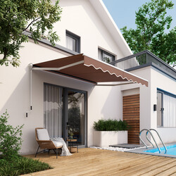 Balkonmarkise brun justerbar aluminiumsram 300x250 cm håndbetjening