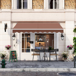 Balkonmarkise brun justerbar aluminiumsram 300x250 cm håndbetjening