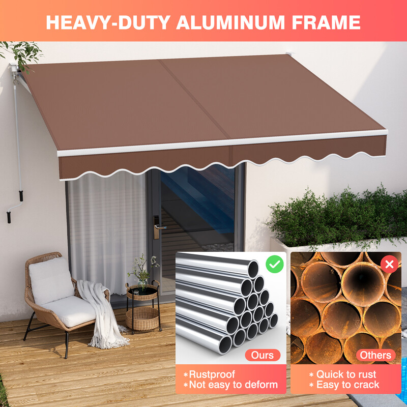 Balkonmarkise brun justerbar aluminiumsram 300x250 cm håndbetjening