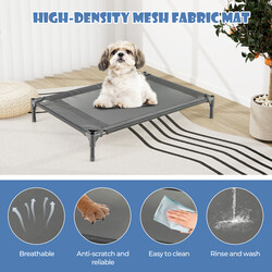 Hundehus med hævet seng vandtæt 600D oxford grå 91x64x86 cm