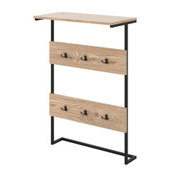 Vægophæng med hylde metal og trækomposit 59x30x88 cm 6 kroge