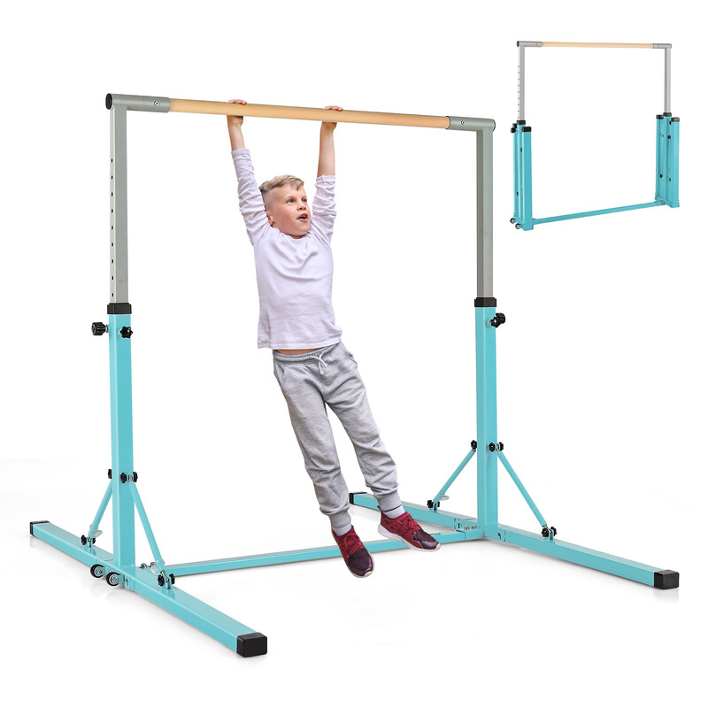 Gymnastikstang metal grøn justerbar 90-150 cm 100 kg indendørs