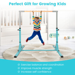 Gymnastikstang metal grøn justerbar 90-150 cm 100 kg indendørs