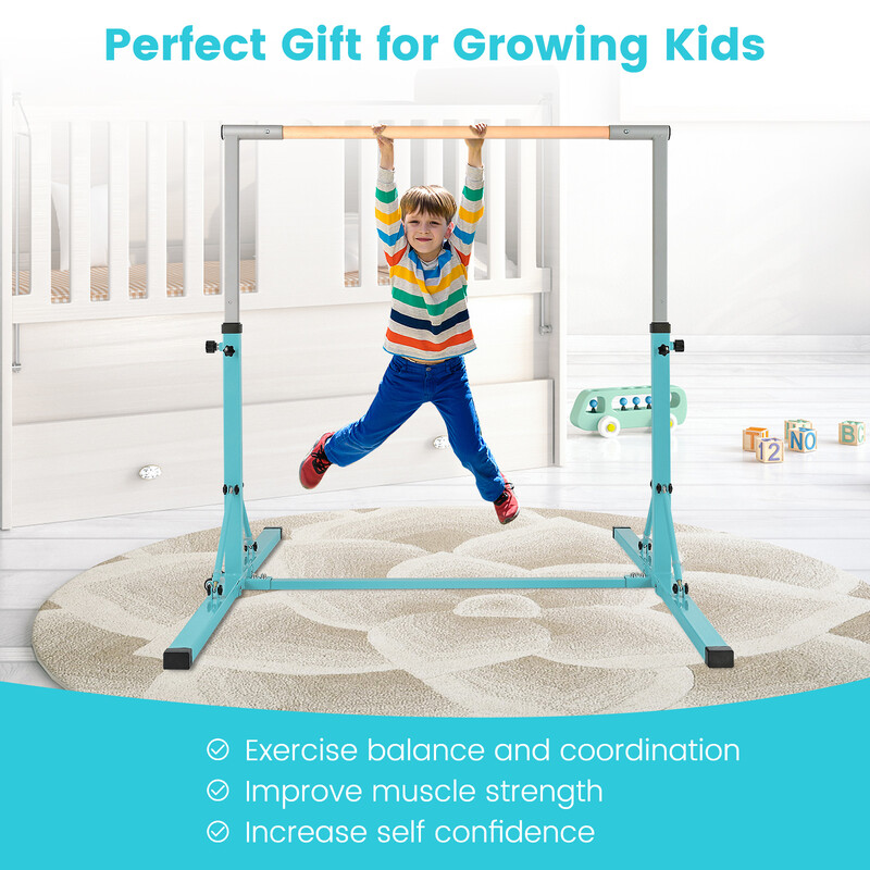 Gymnastikstang metal grøn justerbar 90-150 cm 100 kg indendørs