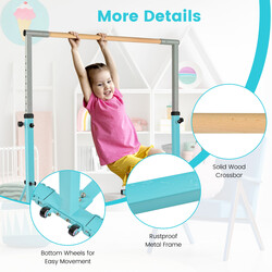 Gymnastikstang metal grøn justerbar 90-150 cm 100 kg indendørs