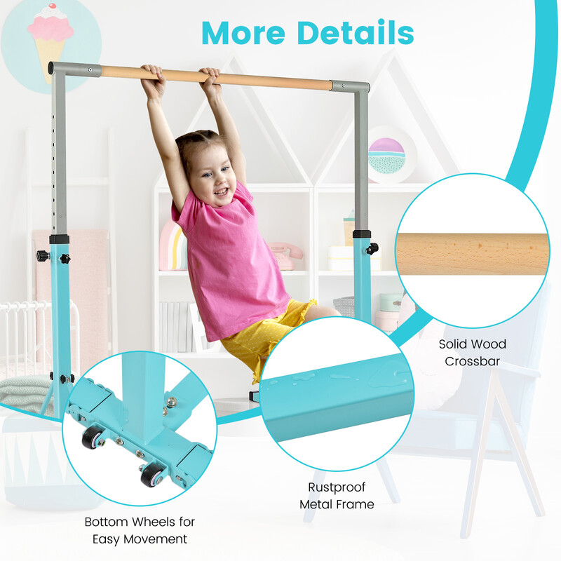 Gymnastikstang metal grøn justerbar 90-150 cm 100 kg indendørs