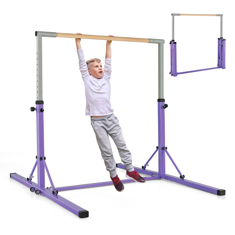Gymnastikstang rustfri metal justerbar 90-150 cm indendørs maks 100 kg grøn