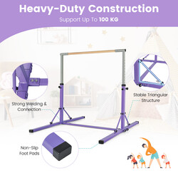 Gymnastikstang rustfri metal justerbar 90-150 cm indendørs maks 100 kg grøn