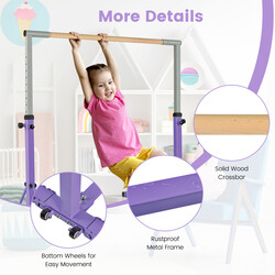 Gymnastikstang rustfri metal justerbar 90-150 cm indendørs maks 100 kg grøn