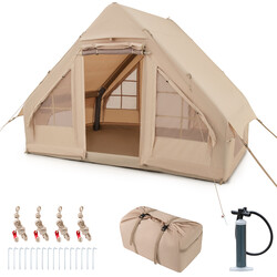 Oppusteligt campingtelt PU‑belagt Oxford 4‑6 personer 6 m² med pumpe