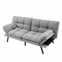 Grå sovesofa med justerbar ryg og armlæn 182x87x82 cm polyester og memoryskum