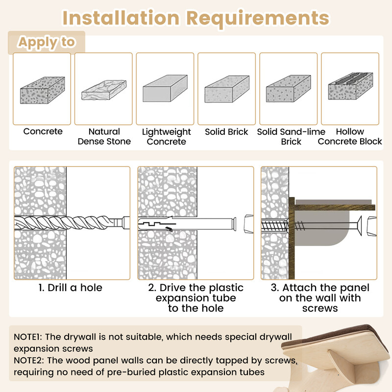 Vægmonteret katte-træ brun 150 cm fire niveauer med platforme hængekøje og kradseplader
