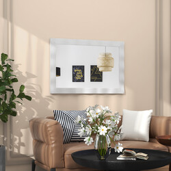 Vægspiegel hvid gummitræ ramme 106x71