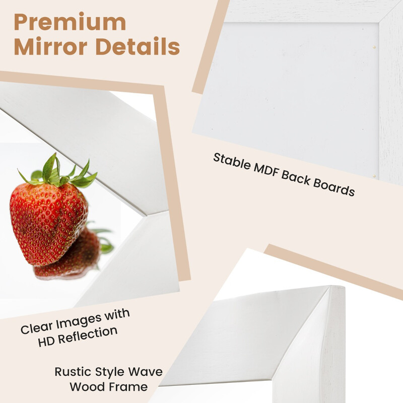 Vægspiegel hvid gummitræ ramme 106x71