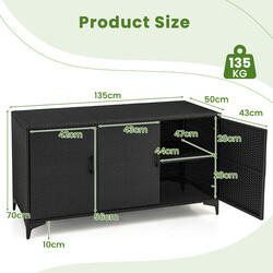 PE-rotting opbevaringsskab 318L brun med aftagelige hylder og døre