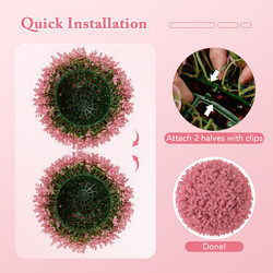Kunstige topiary-bolde PE 44 cm rosa 2 stk UV-bestandig indendørs udendørs