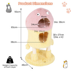 Klatretræ til katte 93 cm gul og rosa monsterdesign