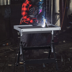Svejsebord foldbart mobilt stål justerbar højde og hældning 180 kg