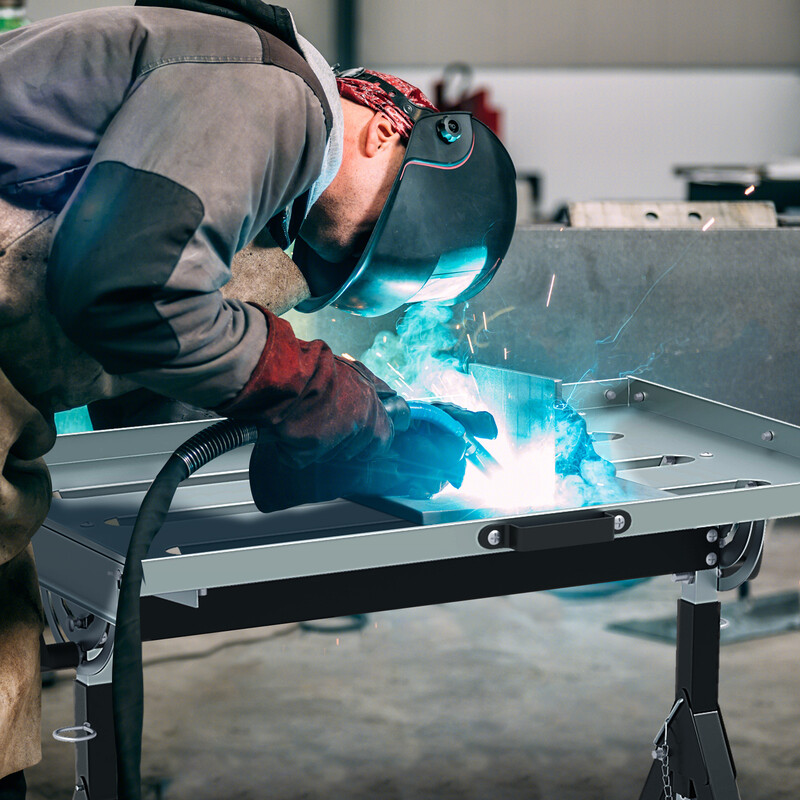 Svejsebord foldbart mobilt stål justerbar højde og hældning 180 kg