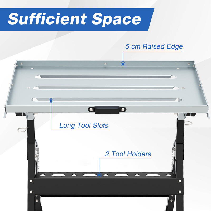 Svejsebord foldbart mobilt stål justerbar højde og hældning 180 kg