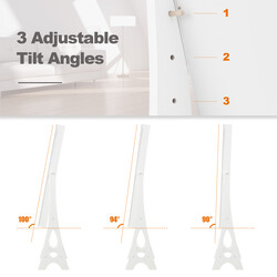 Smykkeskab MDF sort med LED-belysning og justerbart helkropsspejl