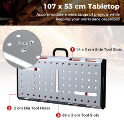 Svejsbord 450 kg bærekapacitet 107x62 cm galvaniseret justerbar højde sammenklappelig