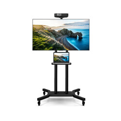 Metal TV-stativ sort 32-70 tommer justerbar højde mobil med hjul