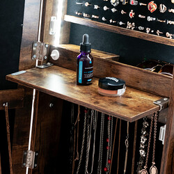 Smykkeskab MDF glas 41x36x159 cm med LED-belysning justerbar vinkel