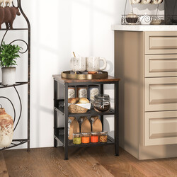 Trebent natbord i metal og træ rustik brun 40x40x54 cm to nethylder